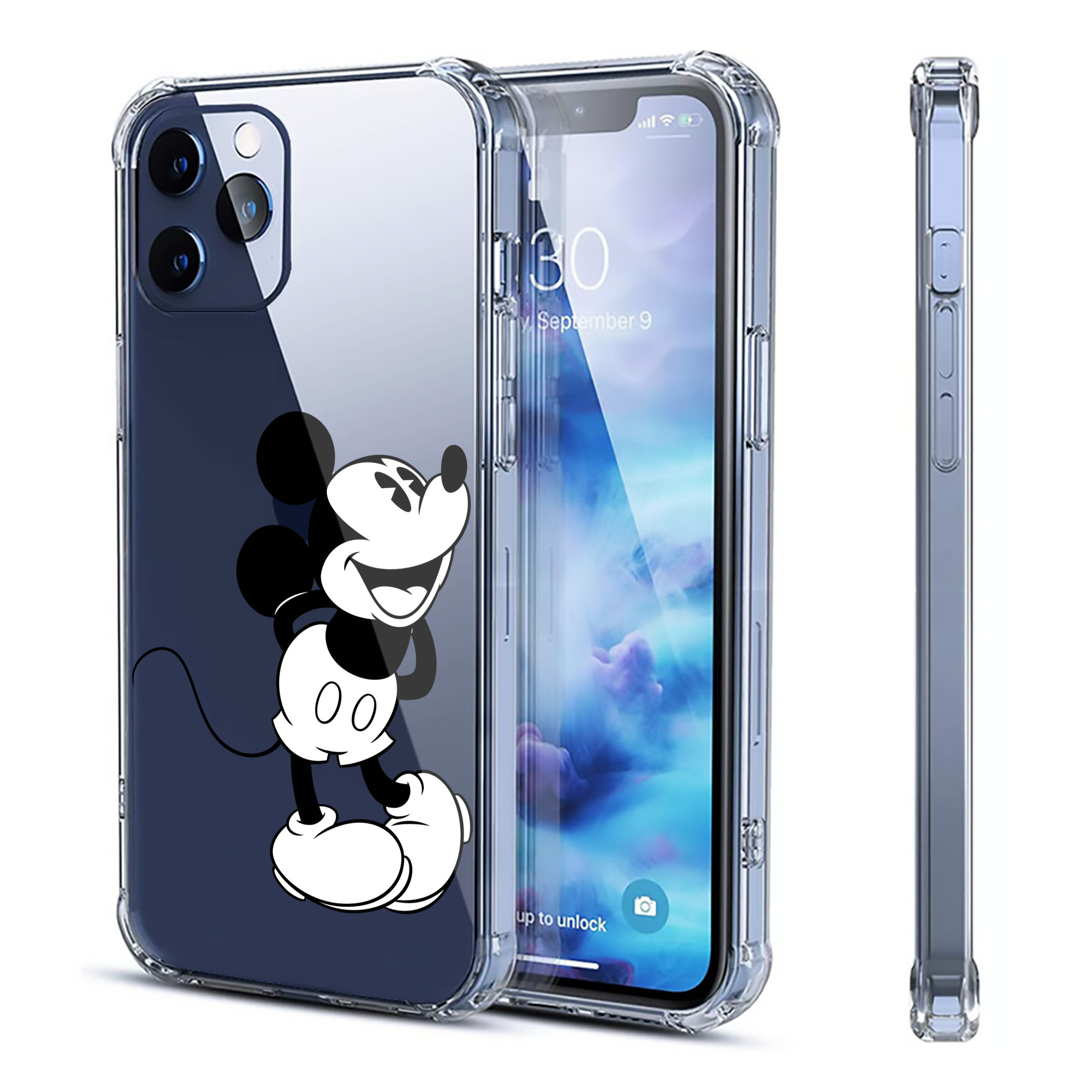 （画像用） ミッキーマウス Mickey Mouse 【iPhone 12シリーズ対応】透明スマホケース（クリアソフトケース）